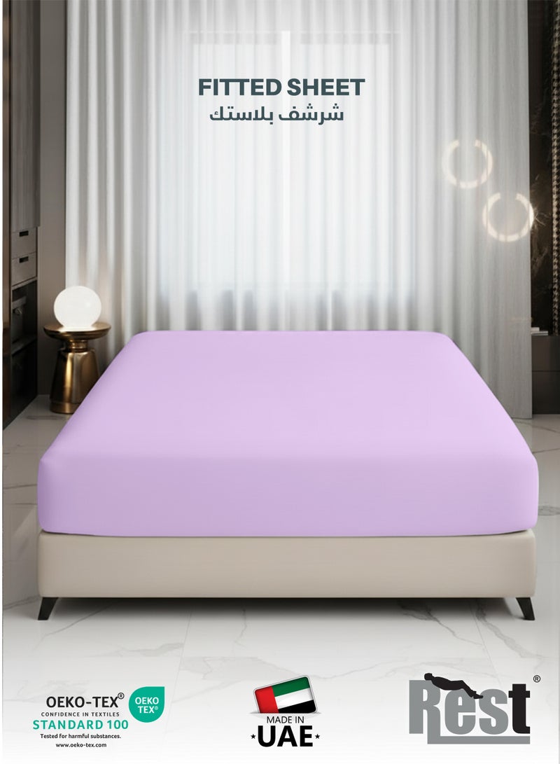 REST Fitted Bedsheet 160x200+30cm Breathable Plush light Purple Fabric with Deep Pockets Machine Washable for Optimal Protection - Image 1